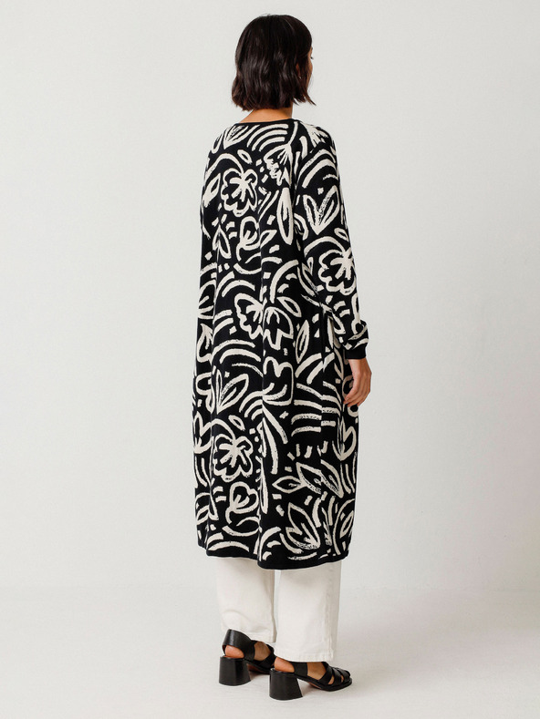 SKFK SKFK Suéter Kasandra Cardigan floral crem și negru, pentru femei