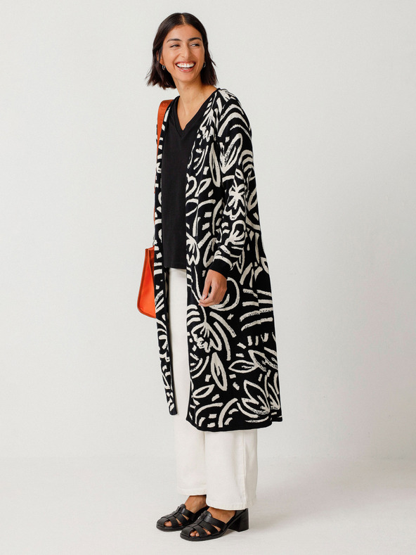 SKFK SKFK Suéter Kasandra Cardigan floral crem și negru, pentru femei