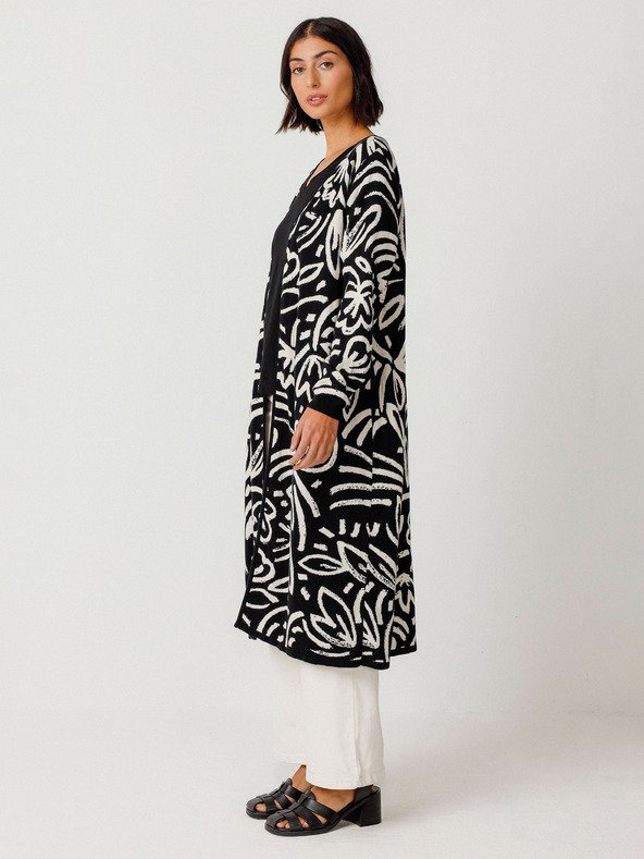 SKFK SKFK Suéter Kasandra Cardigan floral crem și negru, pentru femei