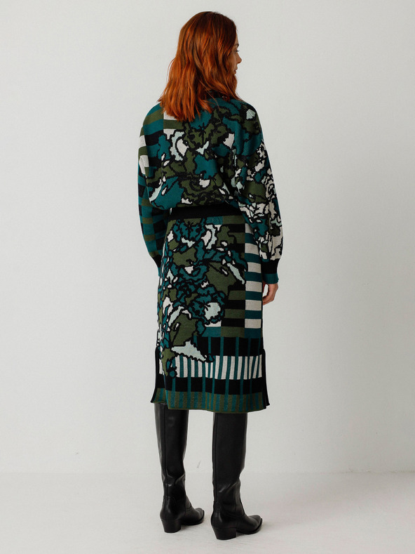 SKFK Verde SKFK Fustă Floral pentru femei Falda Alda