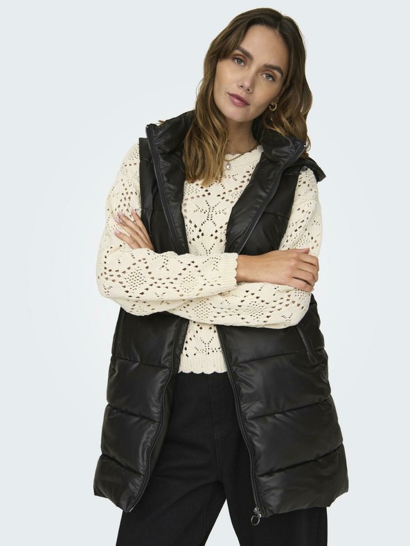 ONLY Verde închis Vestă matlasată pentru femei ONLY New Anja din imitație de leatherette