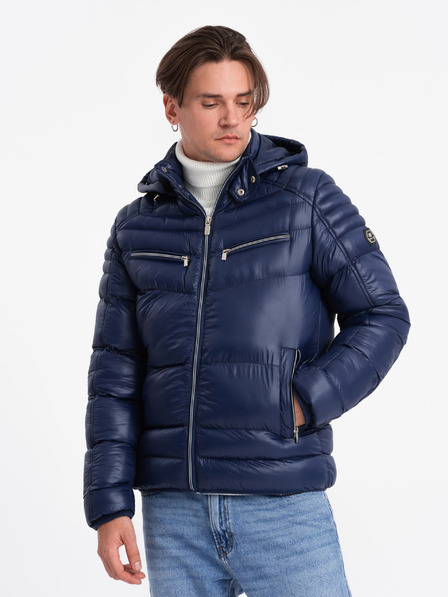 Ombre Clothing Jachetă de iarnă matlasată pentru bărbați, albastru închis, îmbrăcăminte Ombre