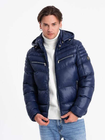 Ombre Clothing Jachetă de iarnă matlasată pentru bărbați, albastru închis, îmbrăcăminte Ombre