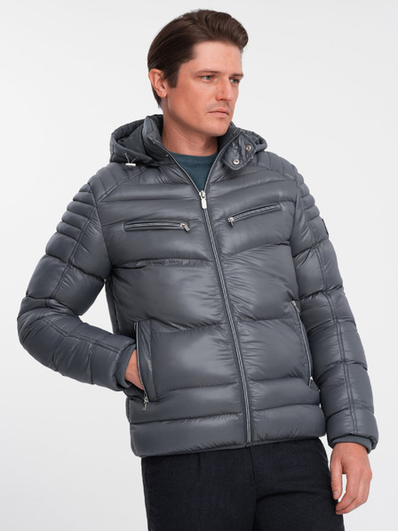 Ombre Clothing Jachetă de iarnă matlasată pentru bărbați gri Ombre Clothing