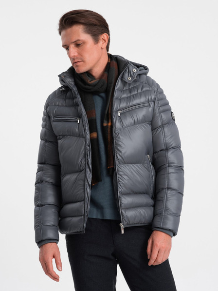 Ombre Clothing Jachetă de iarnă matlasată pentru bărbați gri Ombre Clothing