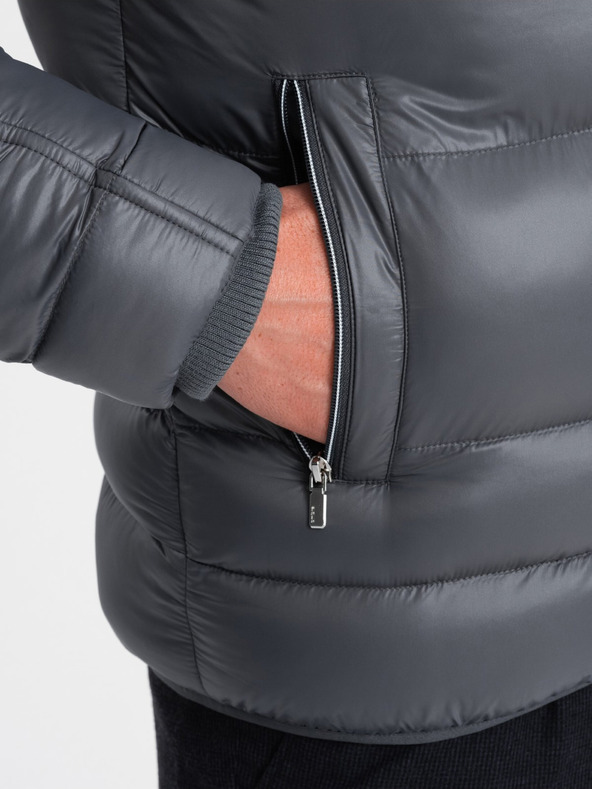 Ombre Clothing Jachetă de iarnă matlasată pentru bărbați gri Ombre Clothing