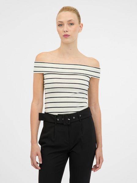 Orsay Tricou alb și negru cu mânecă scurtă pentru femei ORSAY