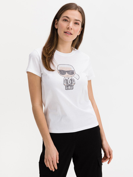 Karl Lagerfeld Tricou alb cu model pentru femei KARL LAGERFELD
