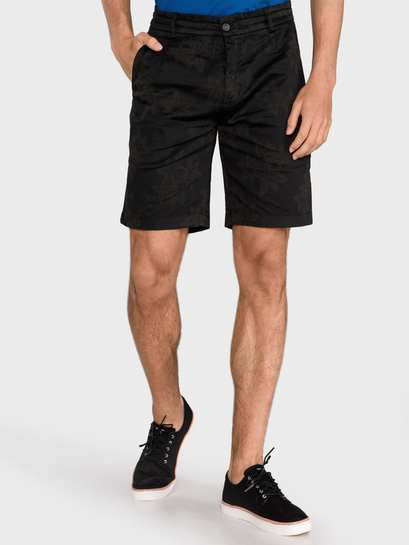 Replay Pantaloni scurți negri cu model pentru bărbați Replay