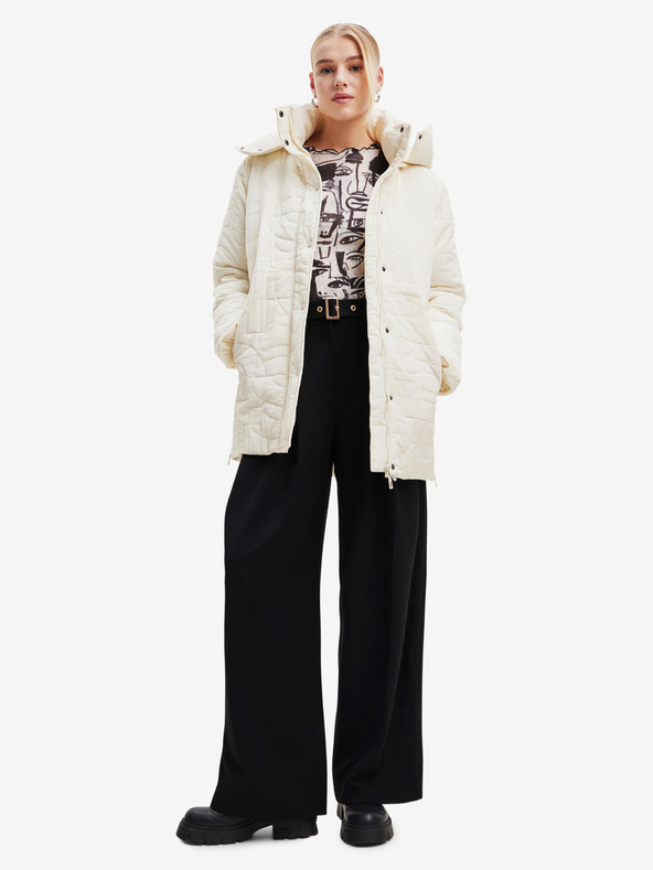 Desigual Jachetă de iarnă Cream Desigual Tulip, damă