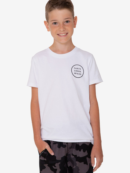 Sam 73 Tricou alb pentru băieți cu imprimeu SAM 73