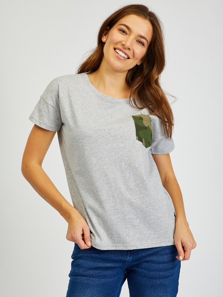 Sam 73 Tricou gri de damă cu buzunar SAM 73 Marie