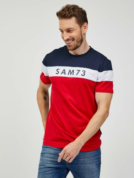 Sam 73 Tricou bărbătesc albastru și roșu SAM 73 Kavix