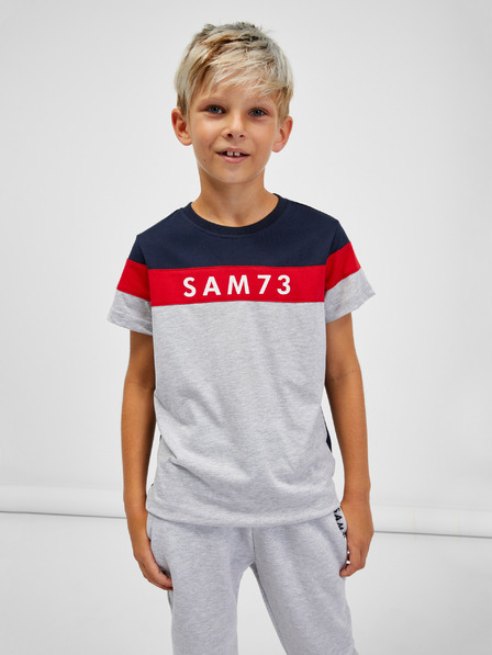 Sam 73 Tricou băieți albastru-gri cu dungi SAM 73 Kallan