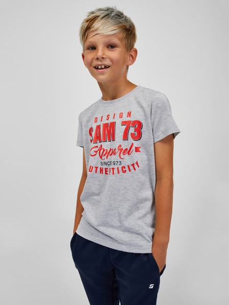 Sam 73 Tricou băieți gri deschis cu dungi SAM 73 Janson