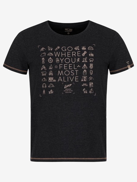 Loap Tricou negru cu model pentru bărbați LOAP Alexus