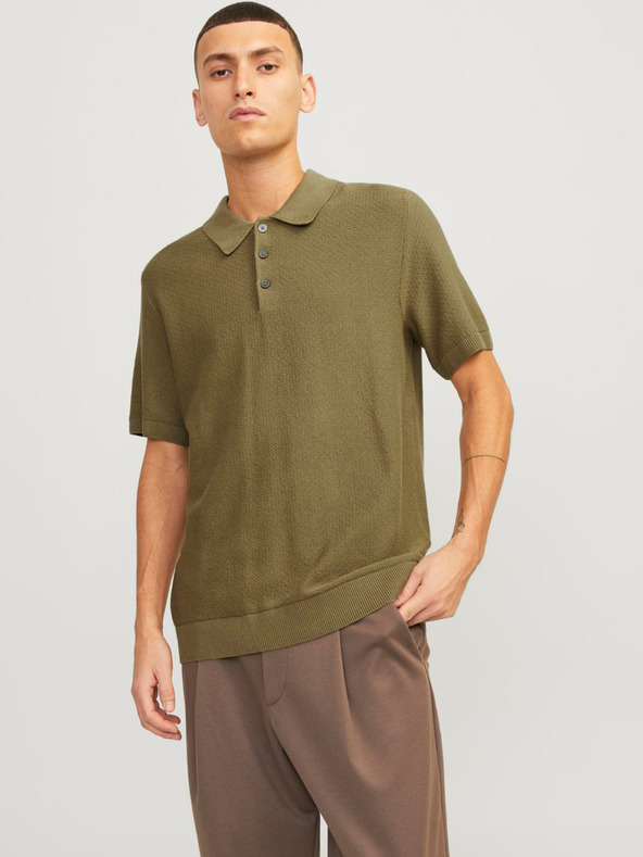 Jack & Jones Tricou polo pentru bărbați Jack & Jones Blusandri Khaki