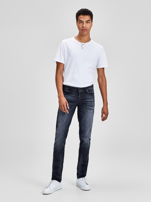 Jack & Jones Blugi slim fit albastru închis cu efect brodat Jack & Jones Glenn