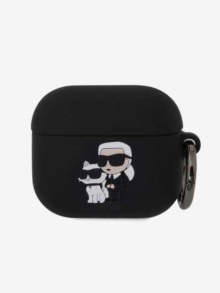 Karl Lagerfeld Carcasă din silicon cu logo 3D NFT Karl și Choupette pentru AirPods 3 negru Karl Lagerfeld
