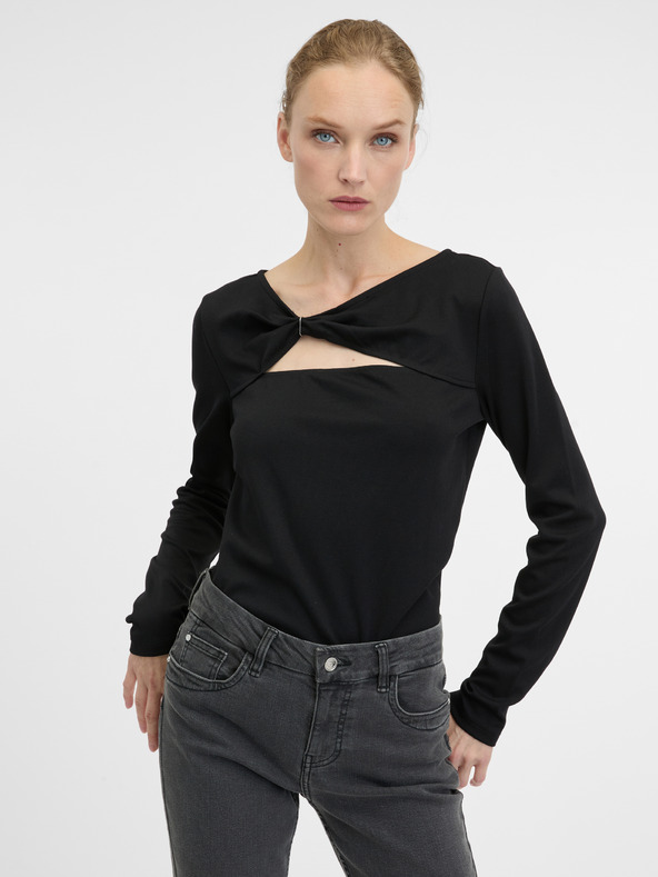 Orsay Tricou negru cu mânecă lungă pentru femei ORSAY