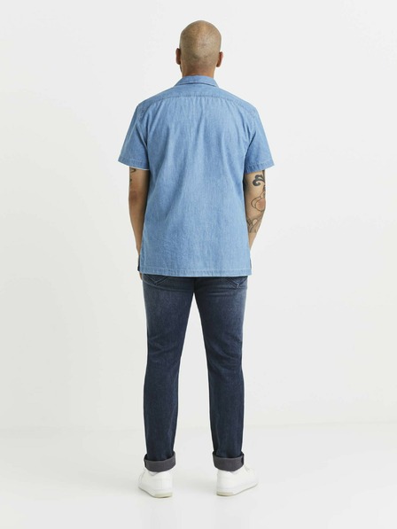 Celio Cămașă bărbătească albastră din denim cu buzunare Celio