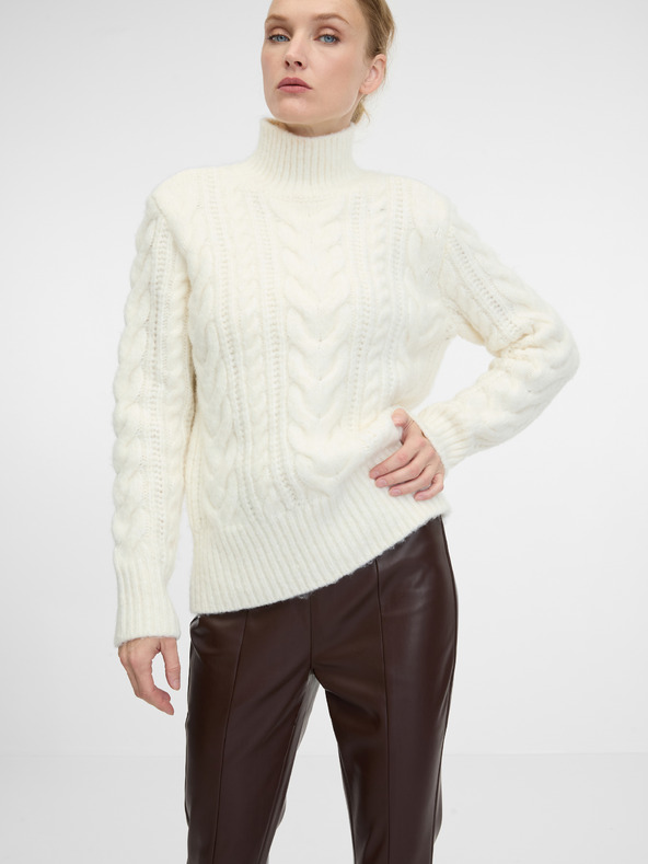 Orsay Pantaloni maro din piele artificială pentru femei ORSAY