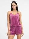 Orsay Top de pijama din velur roz pentru femei ORSAY