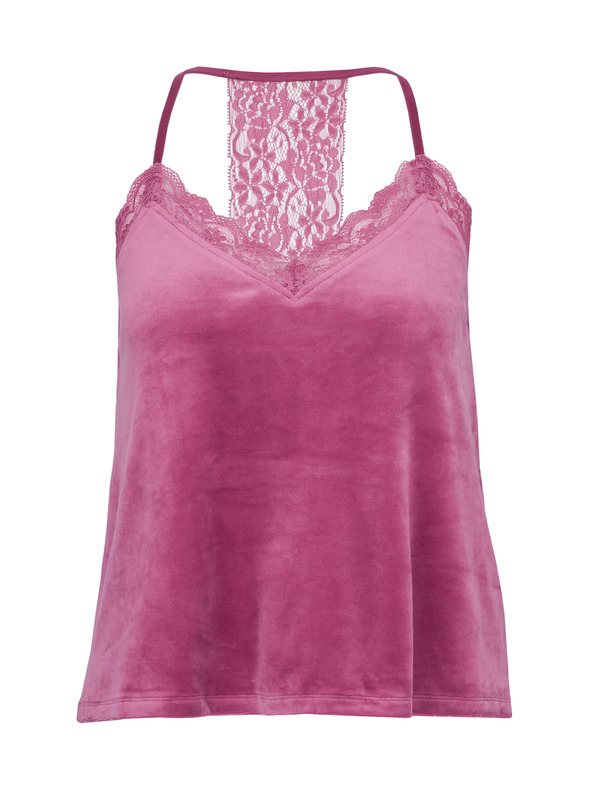 Orsay Top de pijama din velur roz pentru femei ORSAY