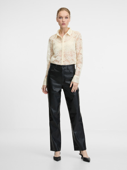 Orsay Pantaloni de damă negri din piele artificială ORSAY