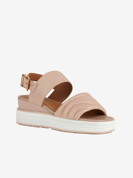 Geox Sandale cu pană din piele pentru femei de culoare roz vechi Geox Rosita