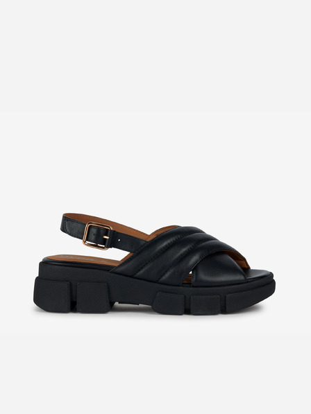 Geox Sandale din piele pe platformă pentru femei Geox Lisbona, negru