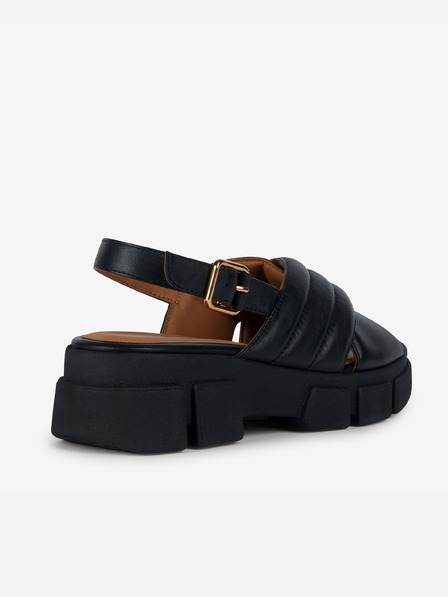 Geox Sandale din piele pe platformă pentru femei Geox Lisbona, negru