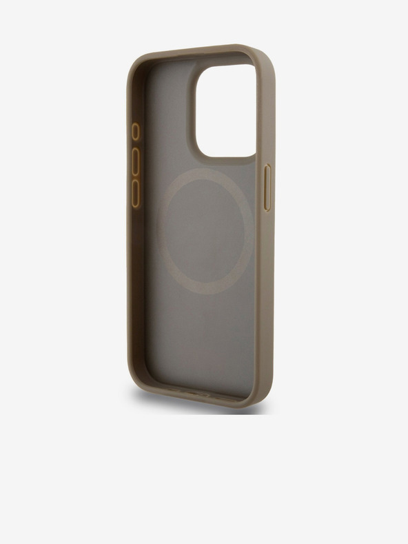 DKNY PU Leather Repeat Pattern Bottom Stripe MagSafe Back Cover pentru iPhone 15 Pro Max Brown DKNY