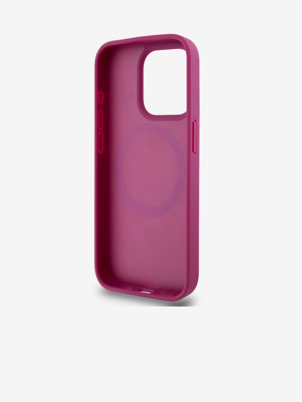 DKNY PU piele Repeat Pattern Stack Logo Magsafe Back Cover pentru iPhone 15 Pro Max roz DKNY