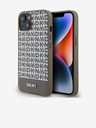 DKNY PU Leather Repeat Pattern Bottom Stripe MagSafe Back Cover pentru iPhone 14 Brown DKNY