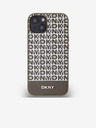 DKNY PU Leather Repeat Pattern Bottom Stripe MagSafe Back Cover pentru iPhone 14 Brown DKNY