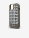 DKNY PU Leather Repeat Pattern Bottom Stripe MagSafe Back Cover pentru iPhone 14 Brown DKNY