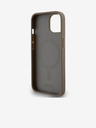 DKNY PU Leather Repeat Pattern Bottom Stripe MagSafe Back Cover pentru iPhone 14 Brown DKNY