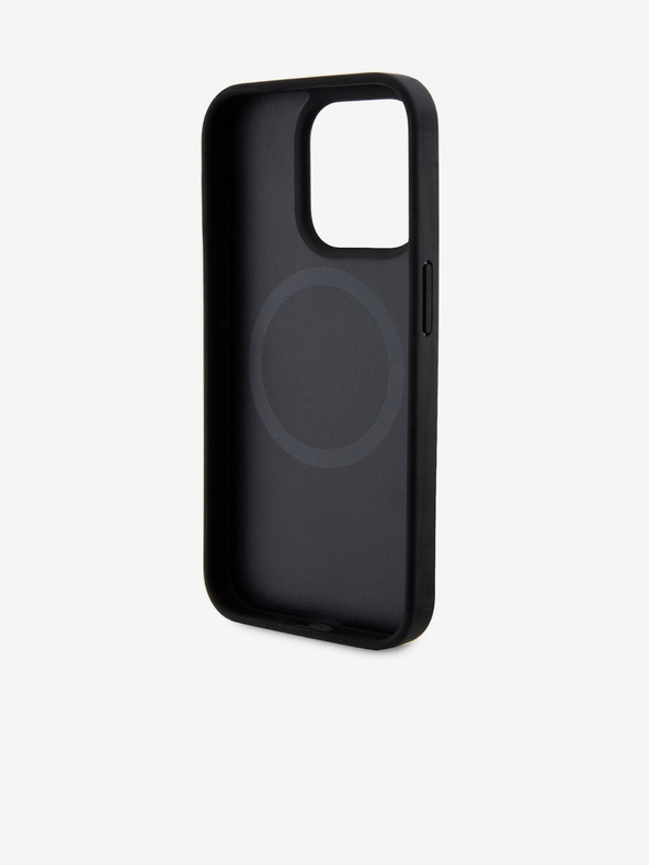 DKNY PU piele Repeat Pattern Bottom Stripe MagSafe Back Cover pentru iPhone 15 Pro Max negru DKNY
