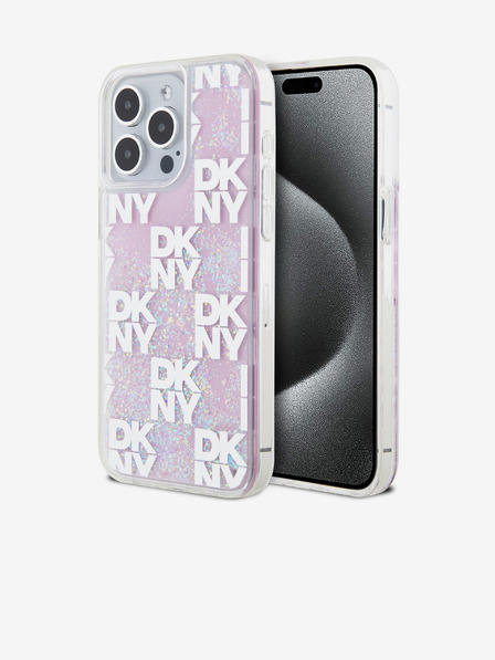 DKNY Lichid Glitter Checkered Pattern Back Cover pentru iPhone 15 Pro Max roz DKNY