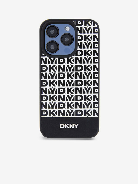 DKNY PU Leather Repeat Pattern Bottom Stripe MagSafe Back Cover pentru iPhone 12/12 Pro negru DKNY