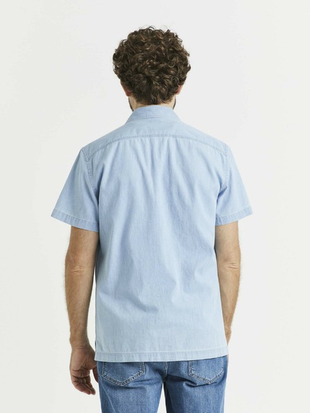 Celio Cămașă de bărbați albastru deschis din denim cu buzunare Celio