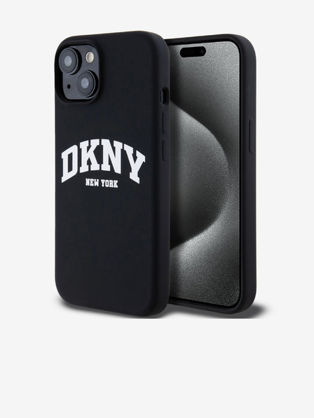 DKNY Liquid Silicone Arch Logo MagSafe Back Cover pentru iPhone 15 negru DKNY