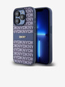 DKNY PU Leather Repeat Pattern Tonal Stripe Back Cover pentru iPhone 15 Pro Max albastru DKNY