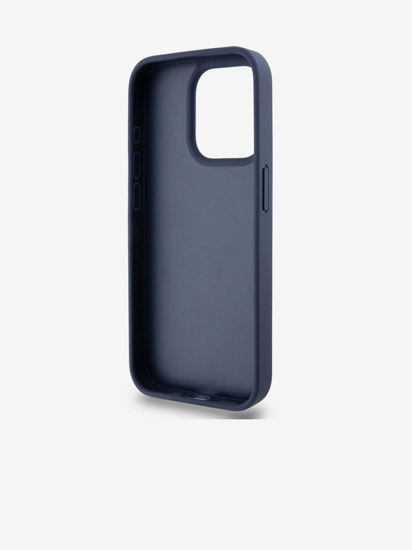 DKNY PU Leather Repeat Pattern Tonal Stripe Back Cover pentru iPhone 15 Pro Max albastru DKNY