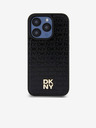 DKNY PU piele Repeat Pattern Stack Logo Magsafe Back Cover pentru iPhone 14 Pro Max negru DKNY