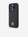 DKNY PU piele Repeat Pattern Stack Logo Magsafe Back Cover pentru iPhone 14 Pro Max negru DKNY