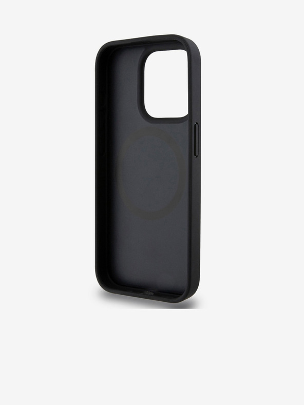 DKNY PU piele Repeat Pattern Stack Logo Magsafe Back Cover pentru iPhone 15 Pro Max negru DKNY