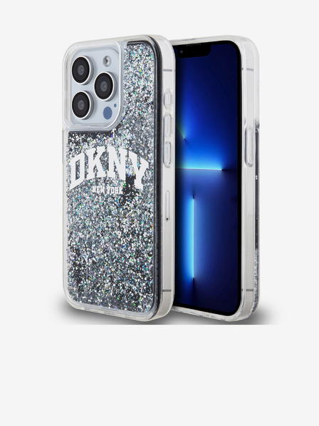 DKNY Liquid Glitter Arch Logo Back Cover pentru iPhone 15 Pro negru DKNY