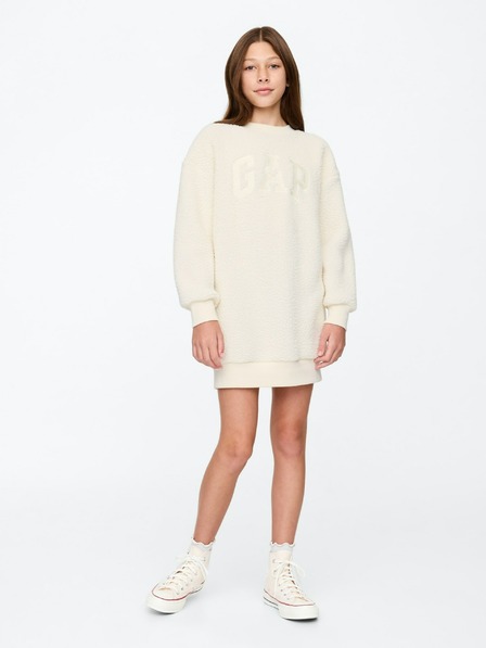 GAP Rochie tip hanorac oversize sherpa pentru copii cu logo GAP